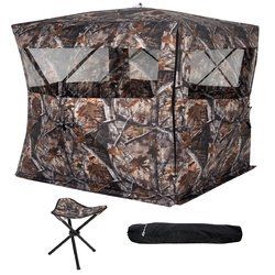 Portable Camo Waterproof Pop Up Ground Hunting Blind Stool Set Portable Camo Waterproof Pop Up Ground Hunting Blind Stool Set